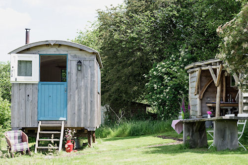 Shepherds Hut Glamping Holidays in Powys, Mid Wales